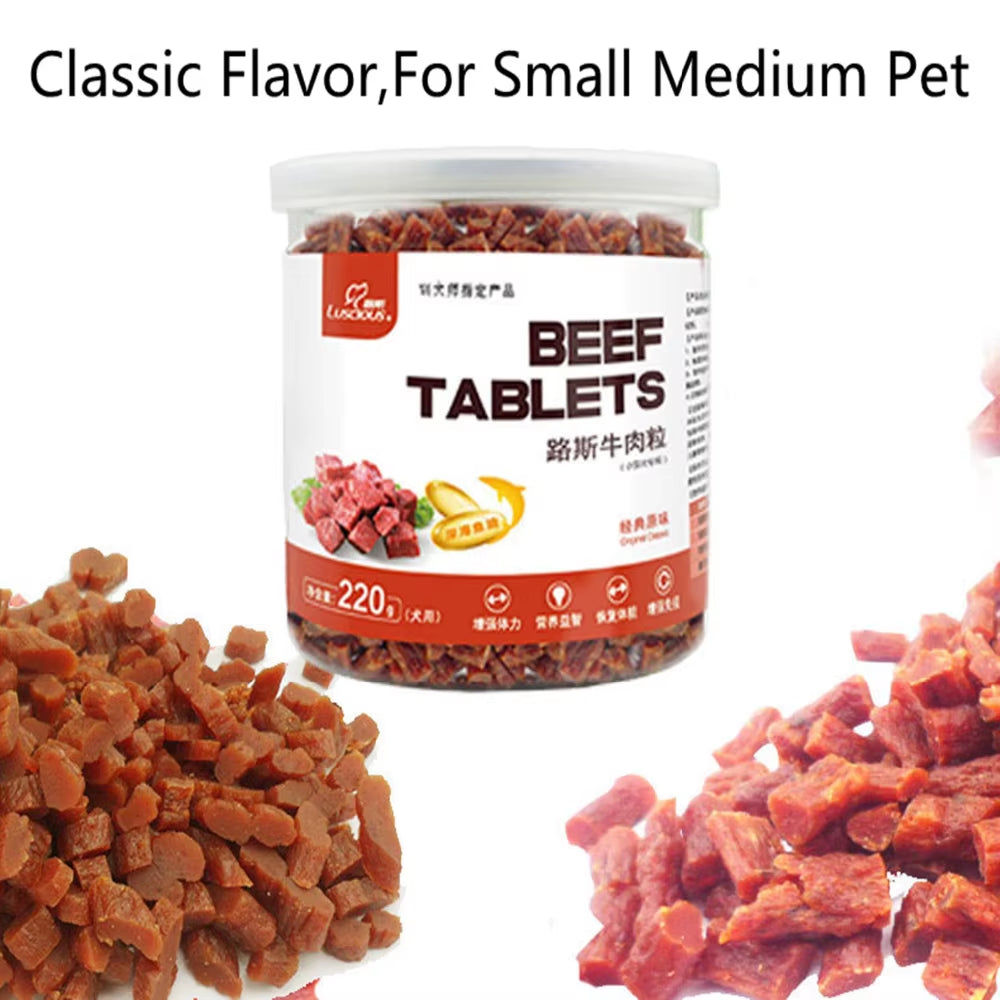 220g 100% Natural Dry Dog Food Snacks - Beef Granules Twist Sticks for Small to Medium Pets - Ideal Training Treats